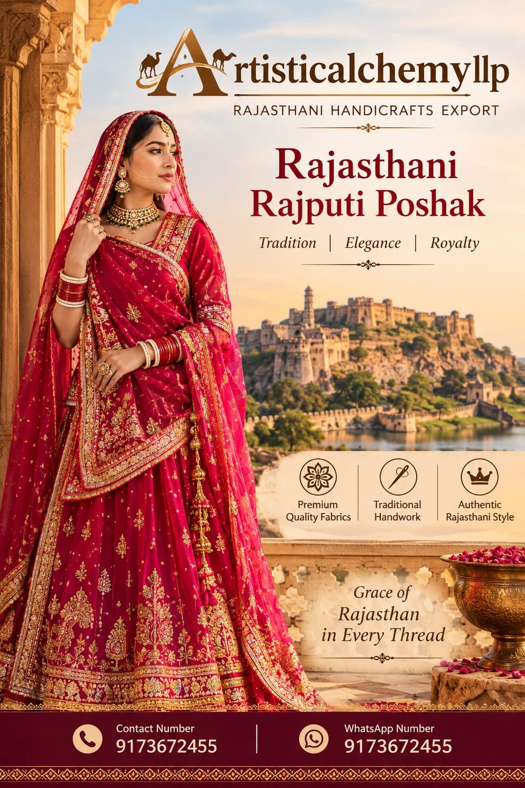 Red Rajputi Poshak