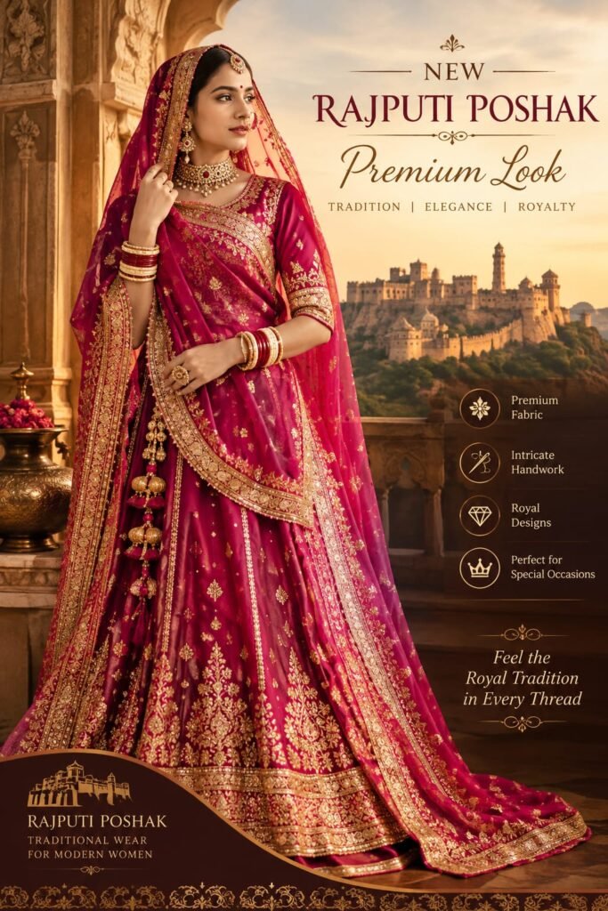 Crimson Red Rajputi Poshak