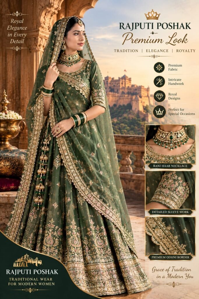 Olive Green Rajputi Poshak