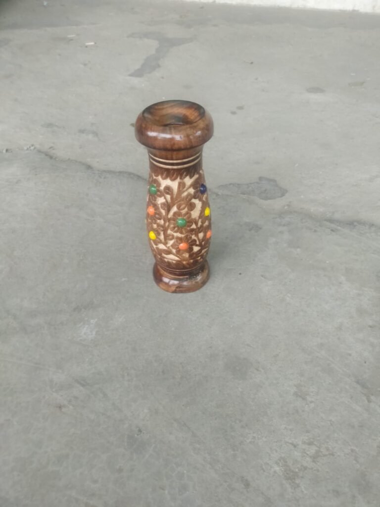 Hand-Painted Wooden Vase