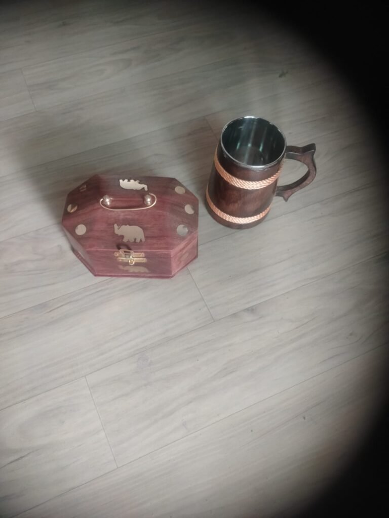 Wooden Octagonal Box and Mug Set